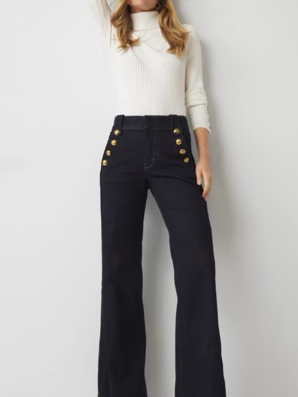 WHBM High-Rise Wide Leg Sailor Jeans Dark Wash Size 14R